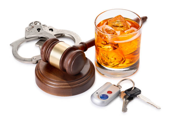 istock Arrested for drinking and driving concept isolated on white 2174273177
