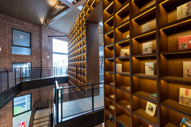 istock A modern library with rows of bookshelves indoors 2174290018