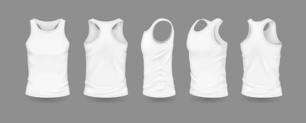 istock White men tank tops with brand mockup illustration set 2174303462