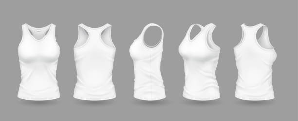 istock White women tank tops with brand mockup illustration set 2174303463