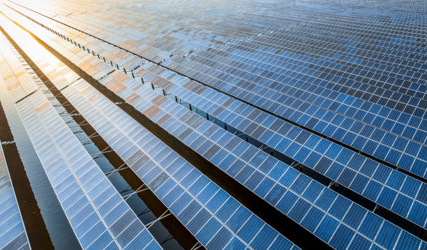 istock Solar power plant in the lake at sunset 2174323861
