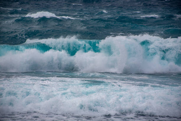 Choppy sea of the English Channel off the coast of Dorset, England, United Kingdom