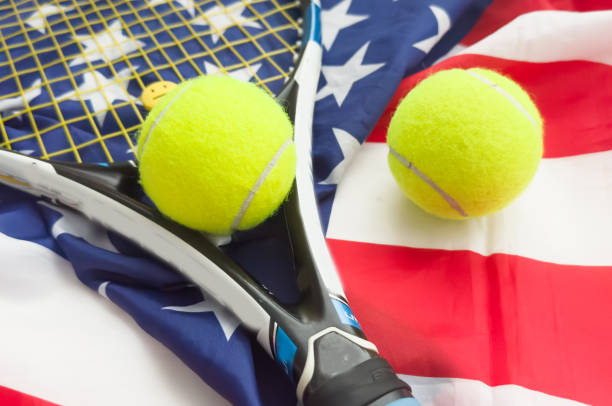 istock American flag with tennis rackets 2174332537