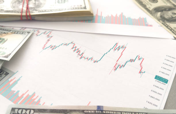 Finance chart showed a significant increase in stock market profits, driven by higher interest rates and steady growth in money investments. finance, growth, increase, interest, money, profit, stock. High quality photo