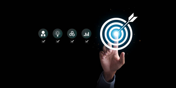 istock businessman touch target icon Business Growth and Vision, Action plan, Goal and target, success and business target concept, project management, company strategy. 2174336207