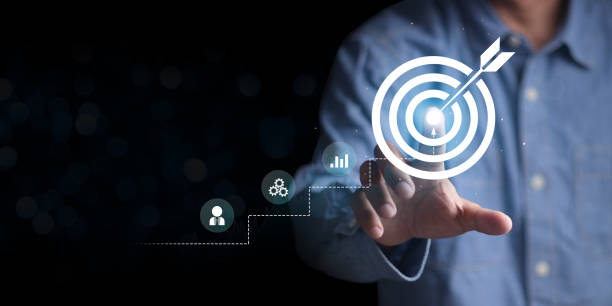 istock businessman touch target icon Business Growth and Vision, Action plan, Goal and target, success and business target concept, project management, company strategy. 2174336210