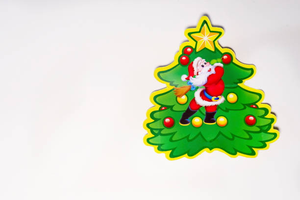 christmas tree and santa claus isolated on a white background