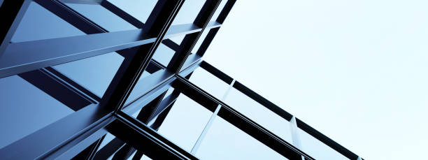 istock Skyscraper corporate office building with glass window, 3d rendering of modern architecture 2174339811