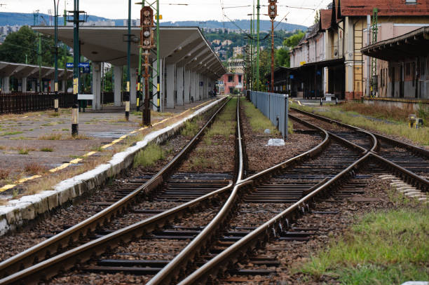 istock Multiple railway tracks in a green landscape 2174341836