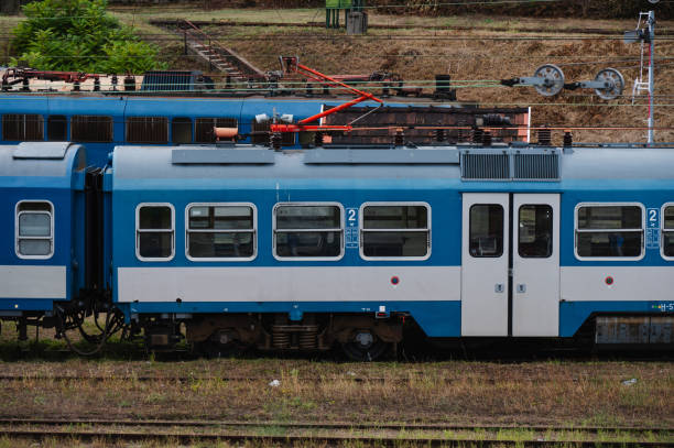 istock Old trains parked in an abandoned railway depot 2174341838