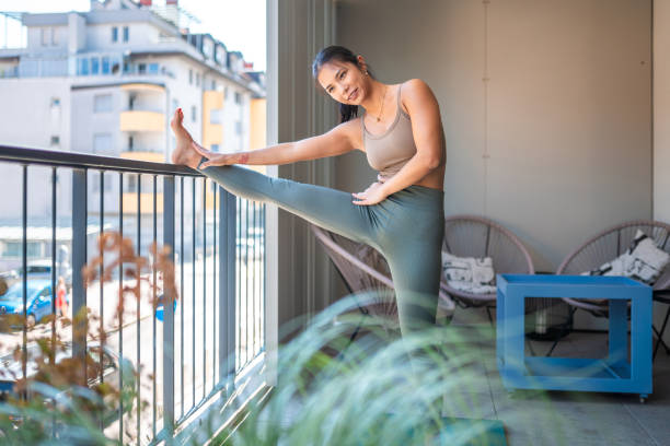istock Serene Yoga Session on Urban Balcony 2174349954