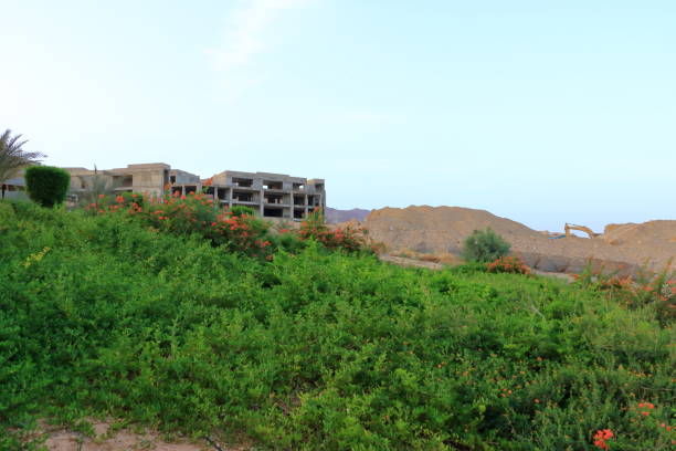 Construction works at Dead Sea hotels in Sweimeh, Swemeh in Jordan