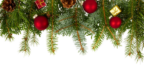 istock christmas fir tree decoration top view isolated on white 2174352789