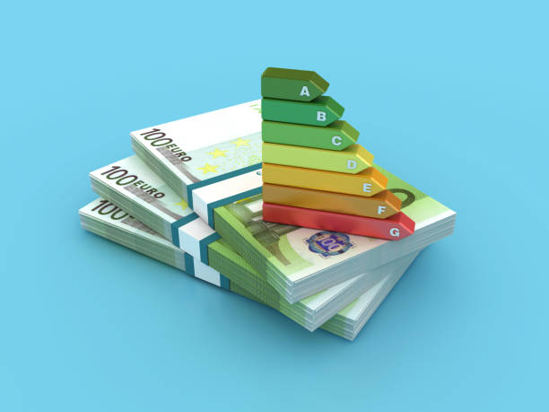 istock Efficient Energy Diagram with Euro Bank Notes Packages 2174362972
