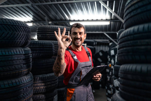 istock Successful order of new car tires. 2174366545