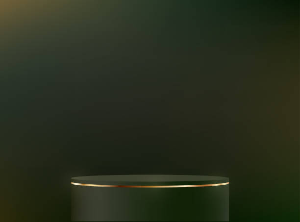 istock Dark green background vector 3d with gold podium. Space for selling products on the website. Vector illustration. 2174368987