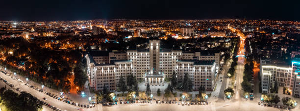 istock Aerial Freedom Square in night Kharkiv city 2174370634