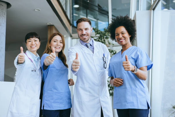 istock Confident medical team in hospital corridor 2174373975
