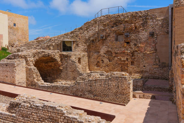 Detailed view of historic ruins showcasing ancient architecture in Tarragona, Spain