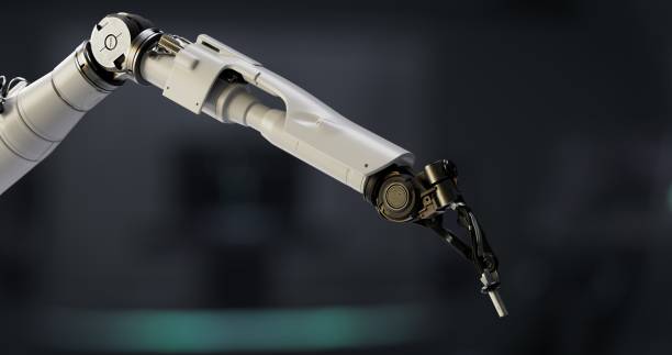 istock Close-up focus on the robotic arm's sleek metal grip 2174379215