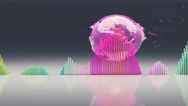 Bubble bursting as a result of the false growth of the market, 3D render.