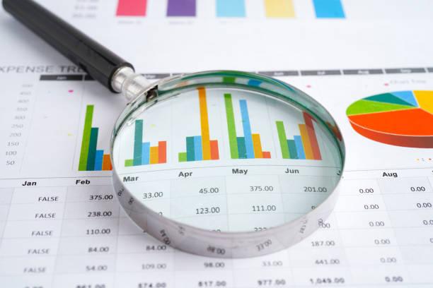 istock Magnifying glass on charts graphs paper. Financial development, Banking Account, Statistic, Investment Analytic research data economy. 2174384409
