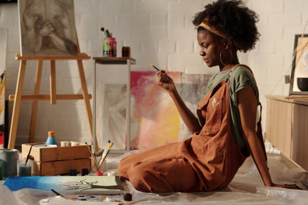istock Painting Artwork Sitting on Floor in Art Studio 2174384541