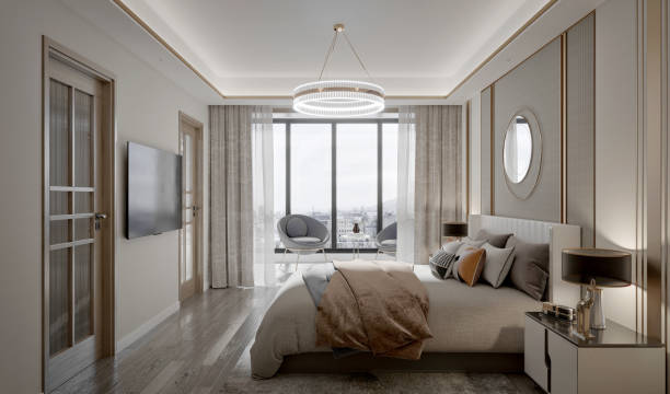 istock 3d render of modern bedroom 2174385037