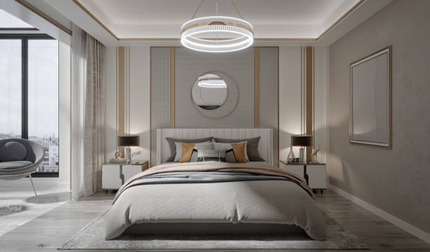 istock 3d render of modern bedroom 2174385090