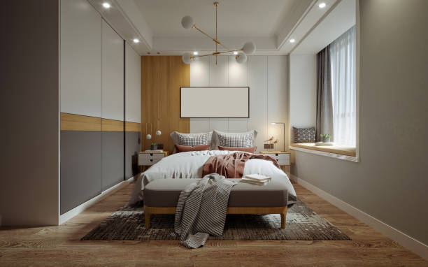 istock 3d render of modern bedroom 2174385094