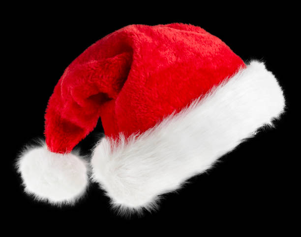 Christmas Santa hat isolated on black background with clipping path.