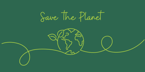 непрерывная линейная отрисовка концепции save the planet. нарисованный от руки символ векторная иллюстрация. - день земли stock illustrations