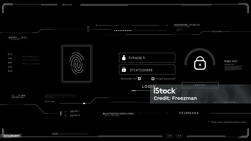 Password Hud Password Fingerprint Enter Hud Technological Infographic Elements ...