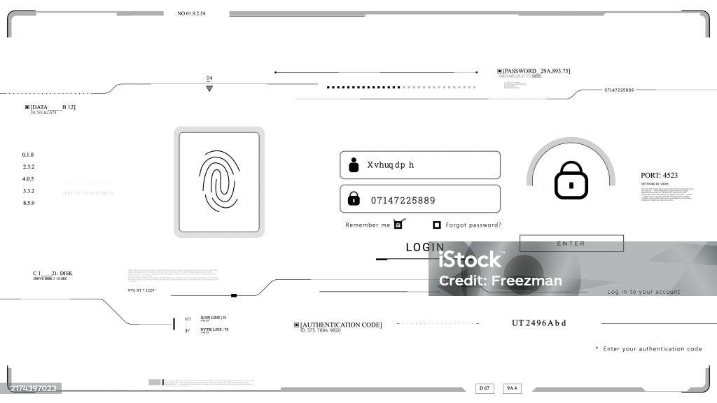 Password Hud Password Enter Hud Technological Infographic Elements White Background ...