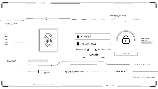 Password Hud Password Enter Hud Technological Infographic Elements White Background ...