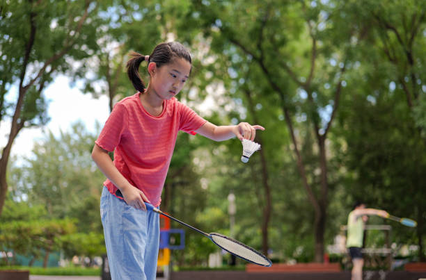 istock Little girl play badminton 2174399801
