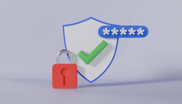 istock 3D blue icon of a lock with a checkmark inside, symbolizing successful login and password authentication 2174401634
