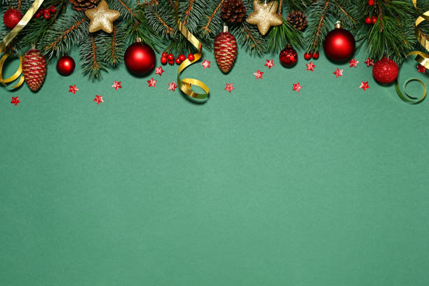 istock Christmas frame with red and golden decoration 2174404343