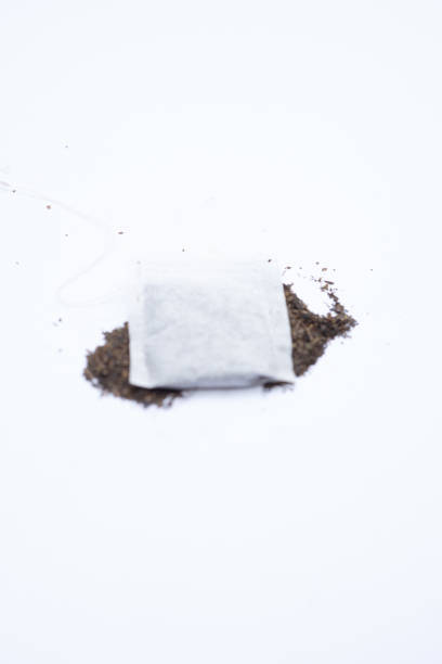 A tea bag on a white background, showcasing its simplicity and clean design, perfect for product photography and advertising