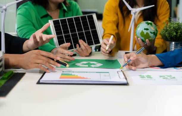 istock Engineer Teamwork Meeting, with partner on model building at company office working technology, Renewable energy-based green businesses and global warming. 2174408094