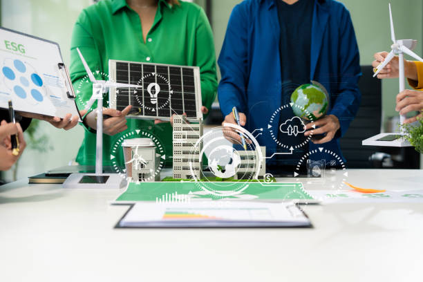 istock Engineer Teamwork Meeting, with partner on model building at company office working technology, Renewable energy-based green businesses and global warming. 2174408101