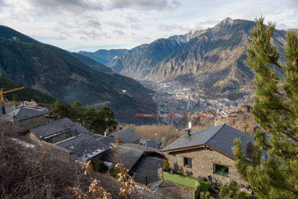 istock Engolasters Andorra . Andorra la Vella from above, panoramic view with the Pyrenees mountains. 2174413027