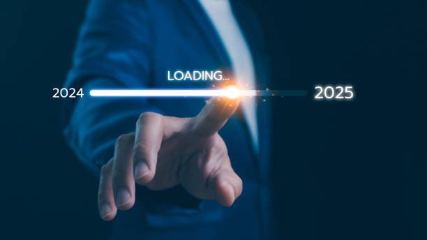 istock Businessman touch on loading progress from 2024 to 2025, Planning and challenge strategy in new year 2025 Concept. New business startup in 2024. New year 2025 loading, calendar date, end of the year. 2174416504