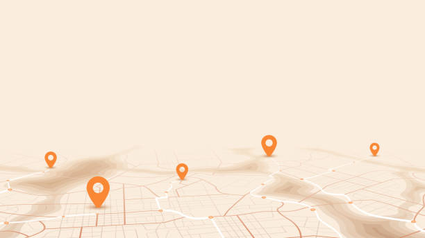 GPS navigation to pins and multiple markers on route. City map featuring directional signs, an intended goal point. Abstract plan highlights POI city streets. Vector illustration with designated route GPS navigation to pins and multiple markers on route. City map featuring directional signs, an intended goal point. Abstract plan highlights POI city streets. Vector illustration includes designated route, alternative paths. dividing line road marking stock illustrations