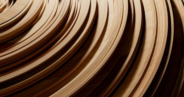 istock Thin wooden strips are tightly spiraled into concentric layers in this detailed shot 2174423655