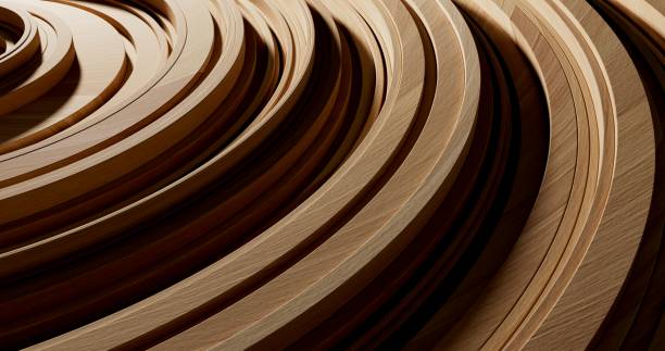 istock Multiple slender wooden strips are coiled in overlapping circular patterns in this close-up 2174424664