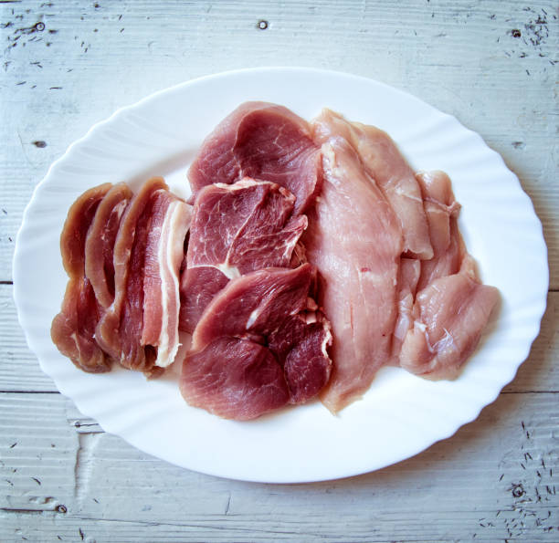 istock Pork and turkey meat on plate 2174426063