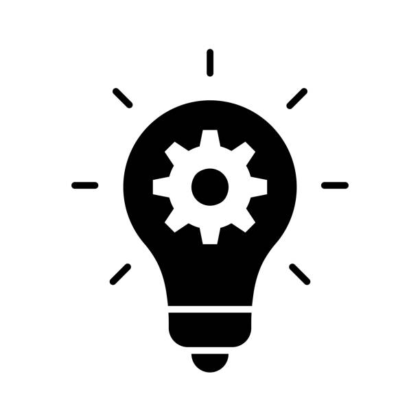 stockillustraties, clipart, cartoons en iconen met cogwheel inside light bulb showing creative thinking vector design - inspiratie