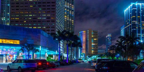 istock Colorful skyscrapers in downtown Miami at night 2174430590