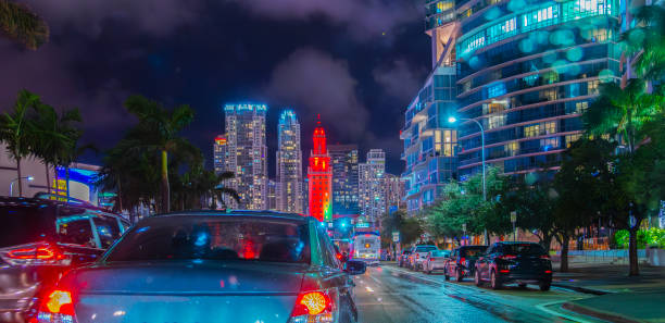 istock Traffic in downtown Miami at night 2174431692